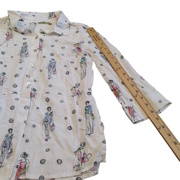 Dolcezza Size Small S Fashion Woman Button Up 3/4 Sleeve Top Soft Viscose - Picture 4 of 10